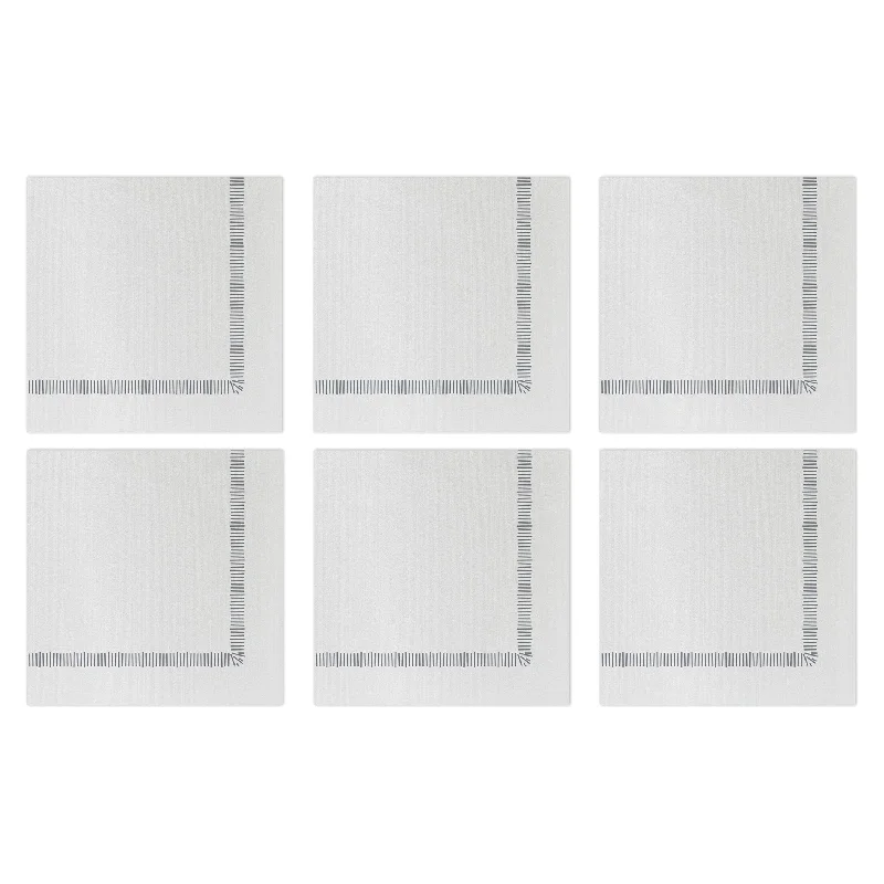 Papersoft Napkins Fringe Gray Cocktail Napkins (Pack of 20) - Set of 6