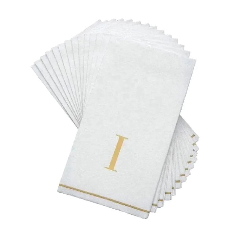 Letter I Gold Monogram Paper Disposable Dinner Napkins | 14 Napkins