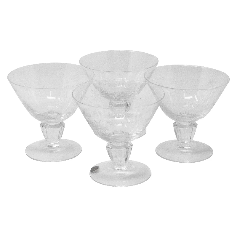 Fostoria Etched Starbursts Short Cocktail Glasses