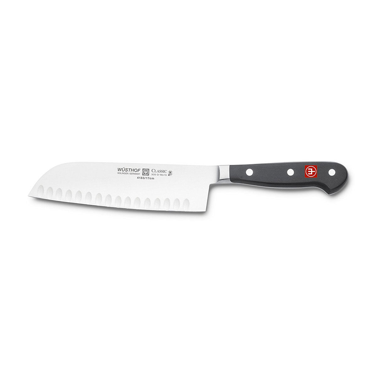 Wüsthof 4183-7 Trident Classic Santoku Knife w/ Hollow Edge, 7"