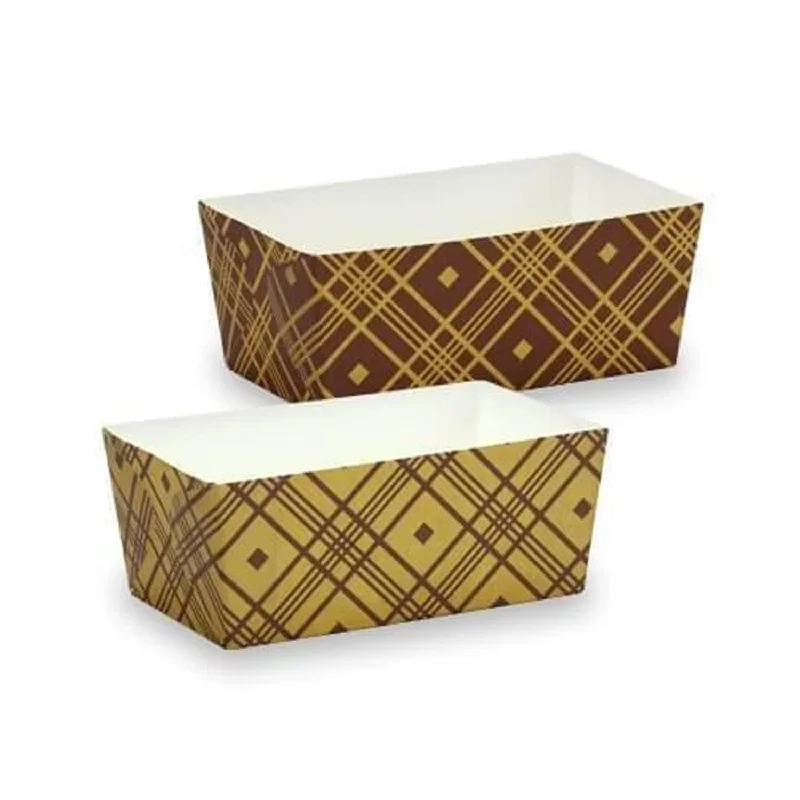 Premium Heavy Weight Paper Plaid Loaf Pans 4.5"x2.25"x2" 6CT