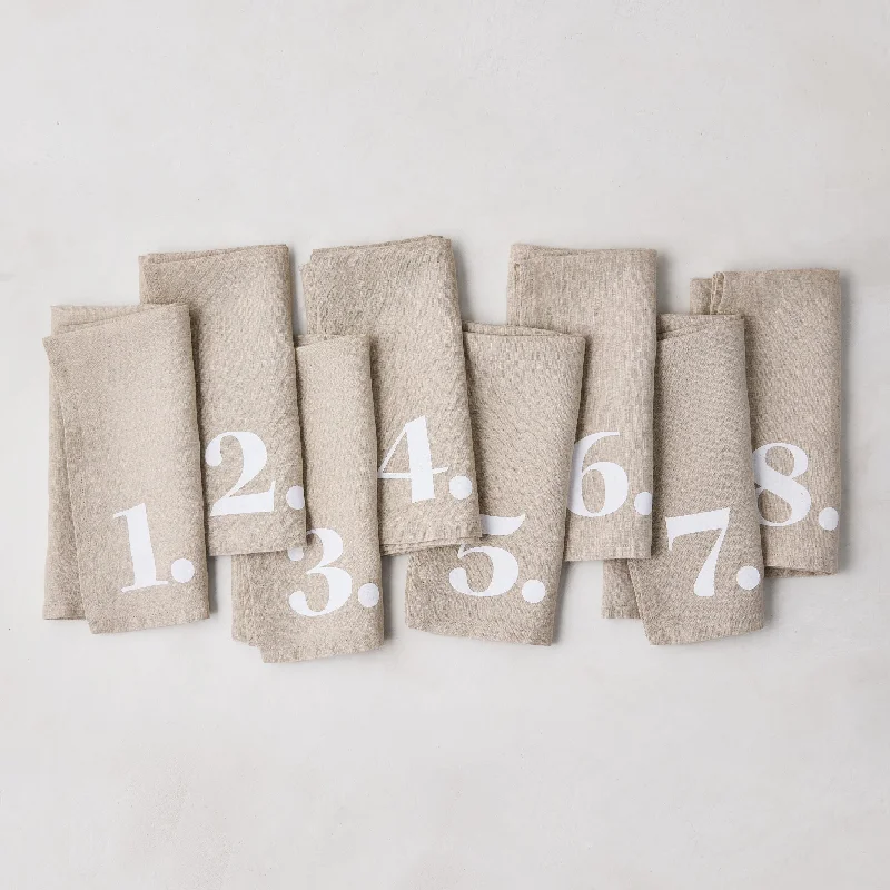 Diane Keaton + Hudson Grace Khaki Linen Numeric Napkins, Set of 8