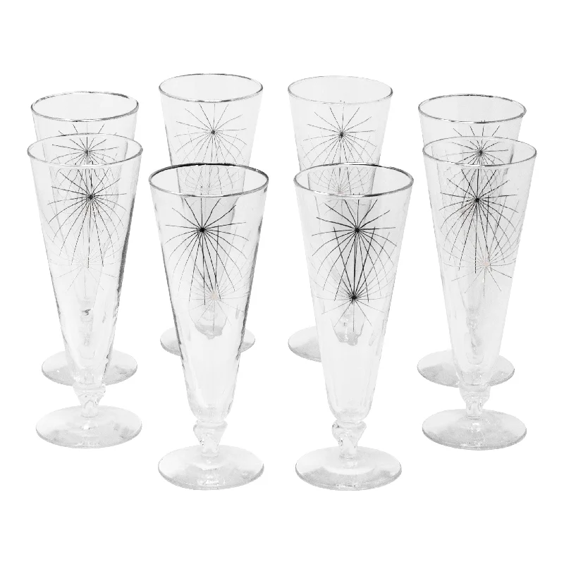 Platinum Starburst Footed Pilsner Glasses