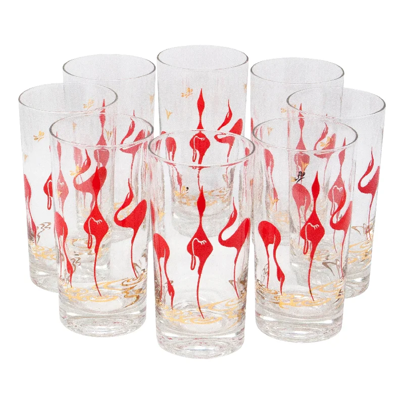 Red Stylized Birds Collins Glasses