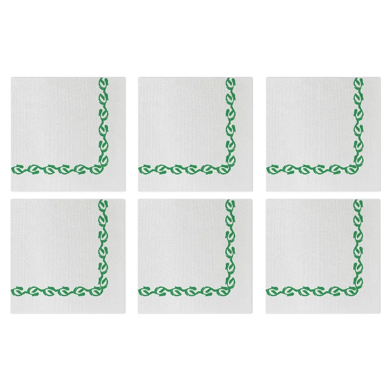 Papersoft Napkins Florentine Green Cocktail Napkins (Pack of 20) - Set of 6