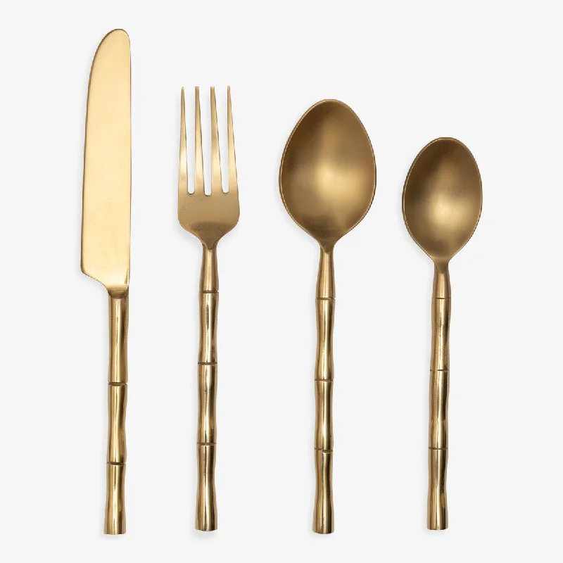 Bamboo Cutlery Dinner Set (Polished Gold)