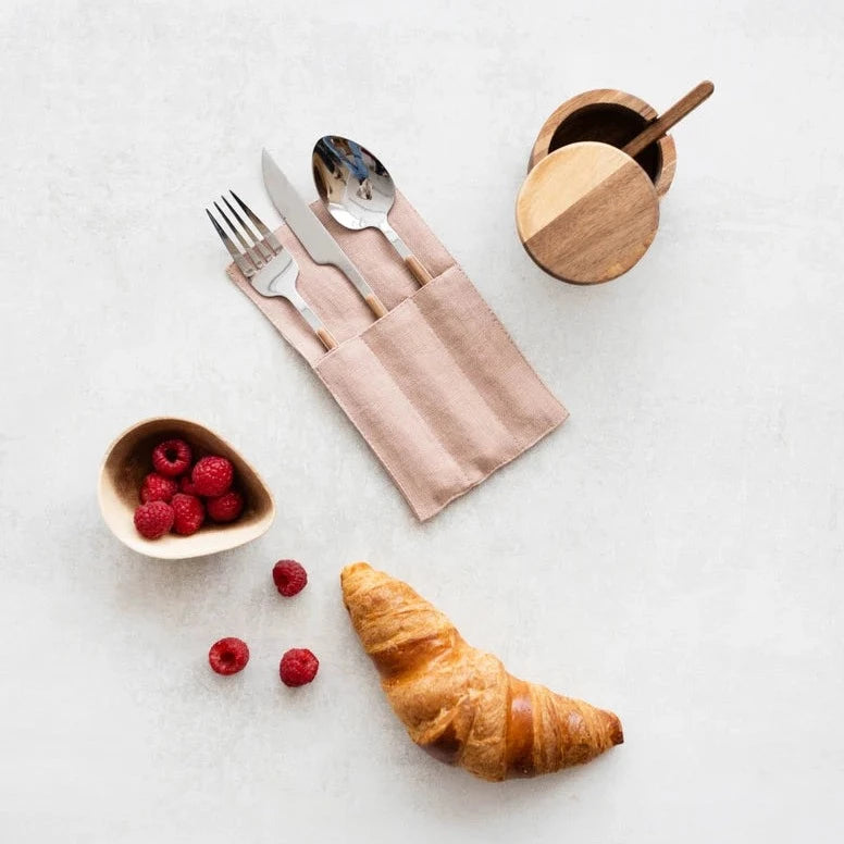 Linen Cutlery Holders Set of 2 In Powder