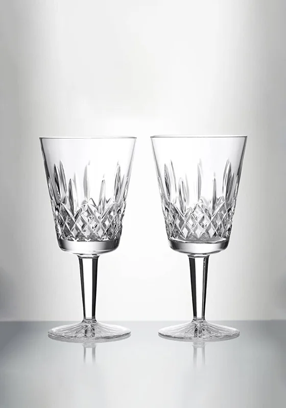 Waterford Crystal Lismore Set/2 Large Goblet Glasses