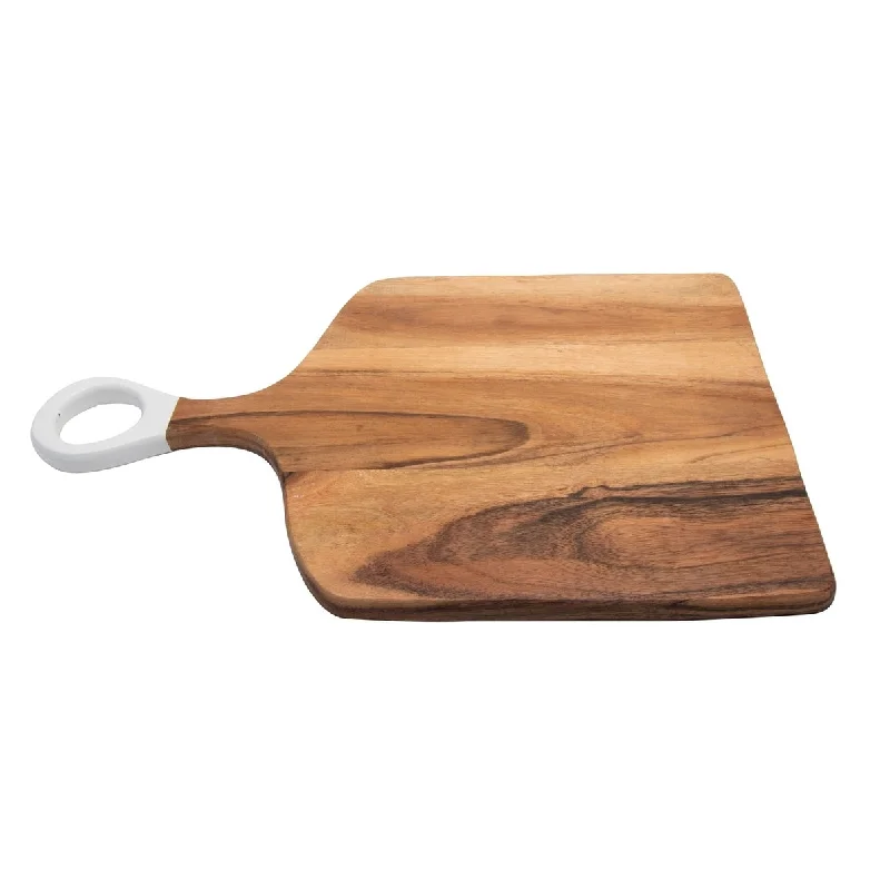 Acacia Wood Rect. Cutting Board w/ White Handle 17.75" x 11.8" -A - A