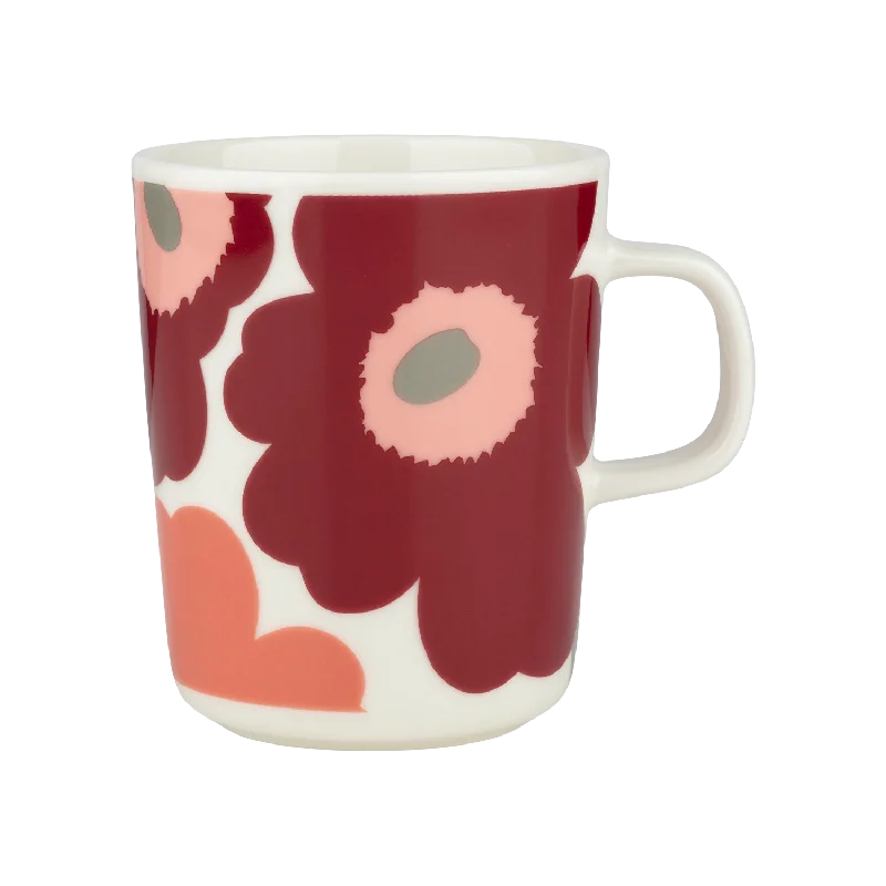 Marimekko Unikko Mug, white/dk.cherry/rose