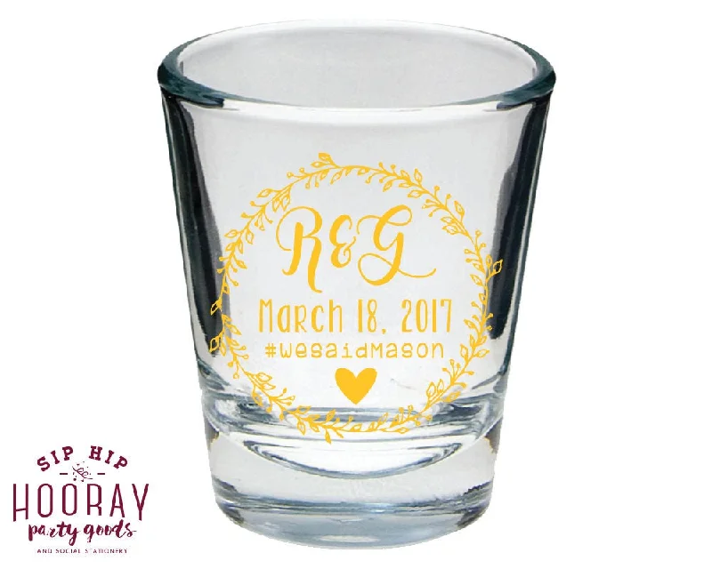 Floral Wedding Wreath Shot Glass Design #1809