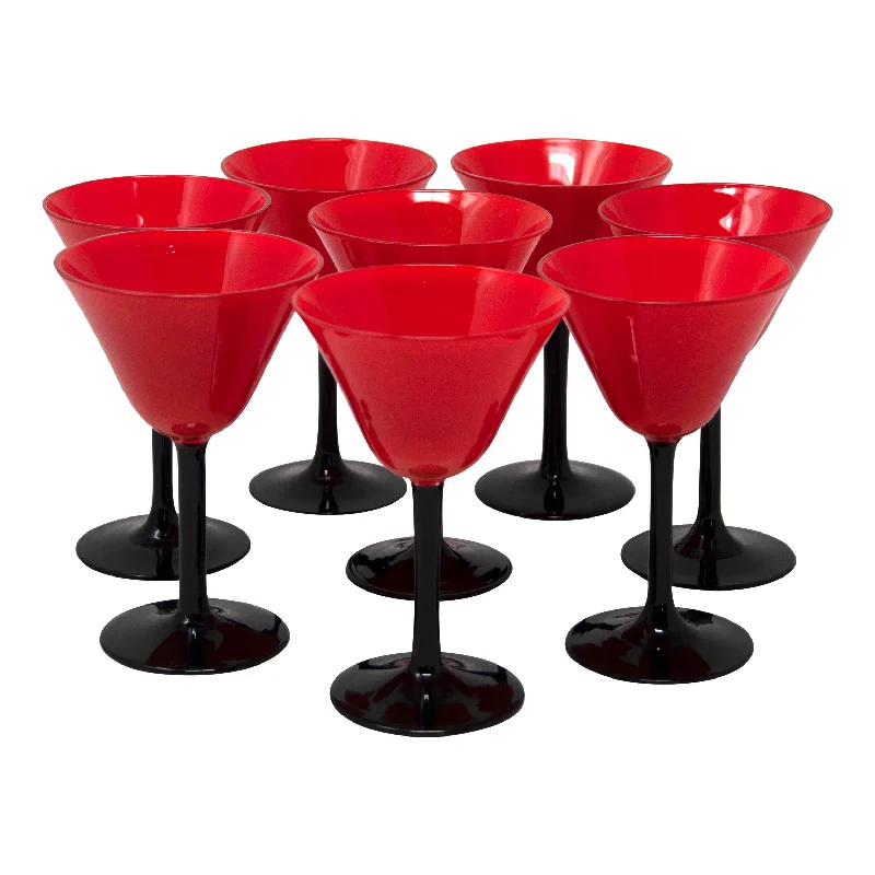 Red Cup Black Stem Cocktail Glasses