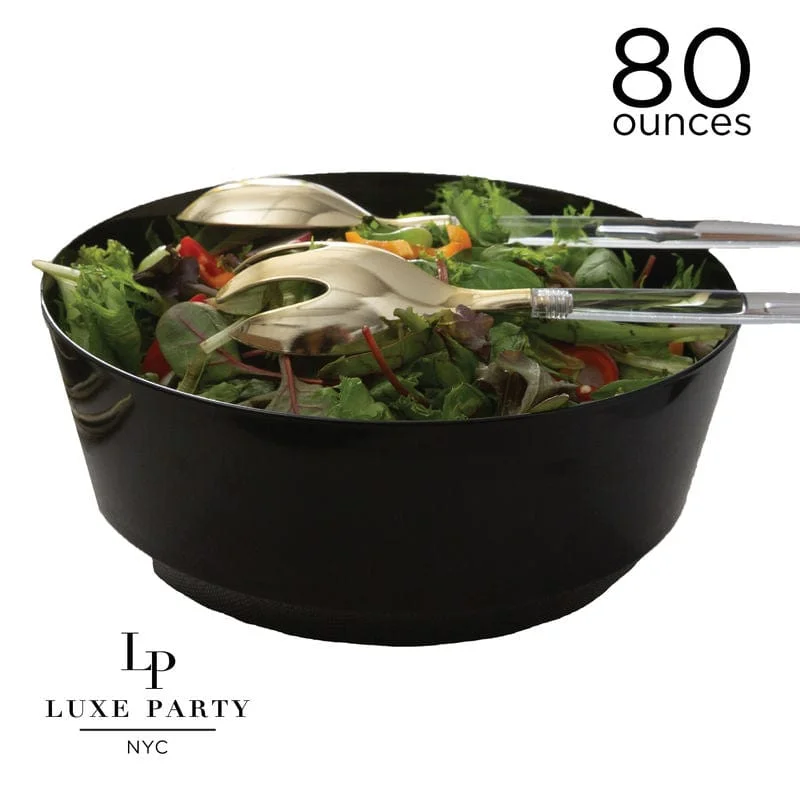 80 Oz. Round Black Plastic Serving Bowls