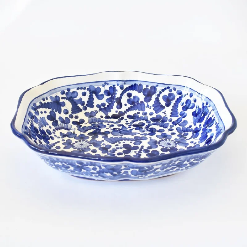 Arabesco Cobalt Blu scalloped oval bowl