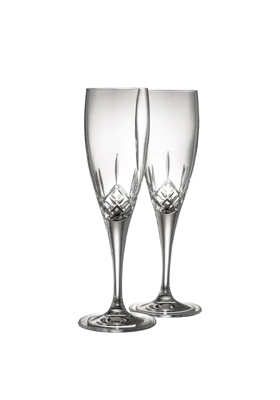 Galway Crystal Longford Champagne Flute Pair