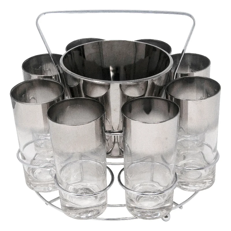 Mercury Fade Ice Bucket Collins Glasses Caddy Set