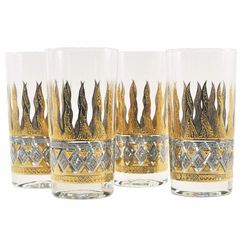 Georges Briard Gold Flame Collins Glasses