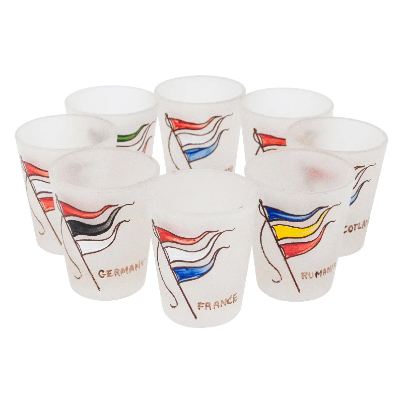 Frosted Hand Painted Nautical Flags Shot Glasses