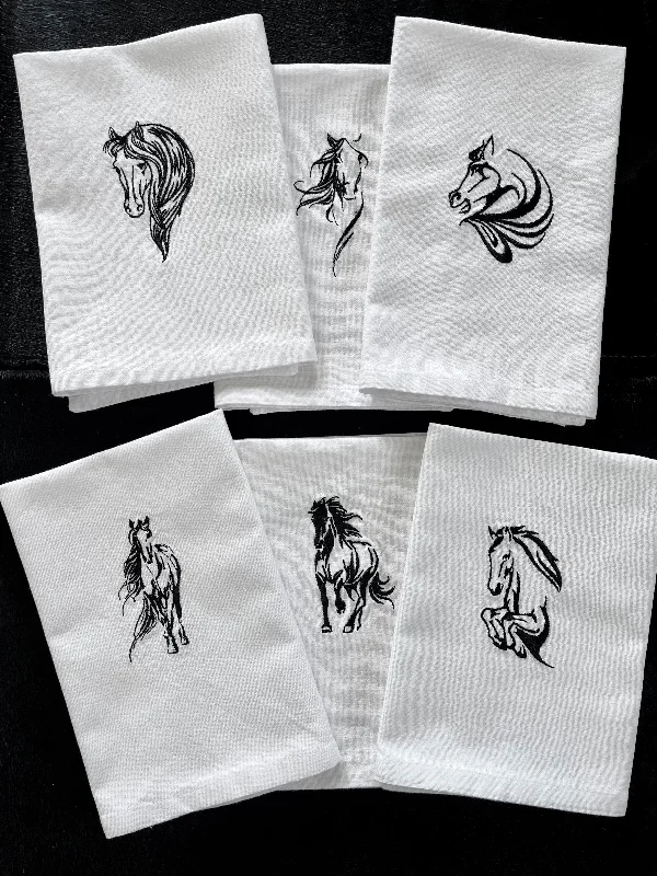 Elegant Equine Embroidered Napkins