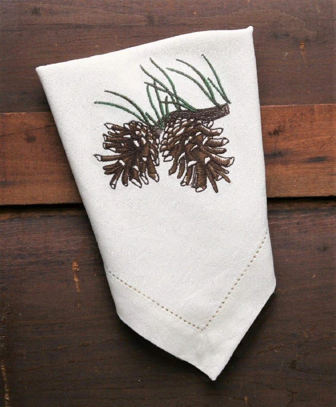 Embroidered Green Pines Cloth Napkins