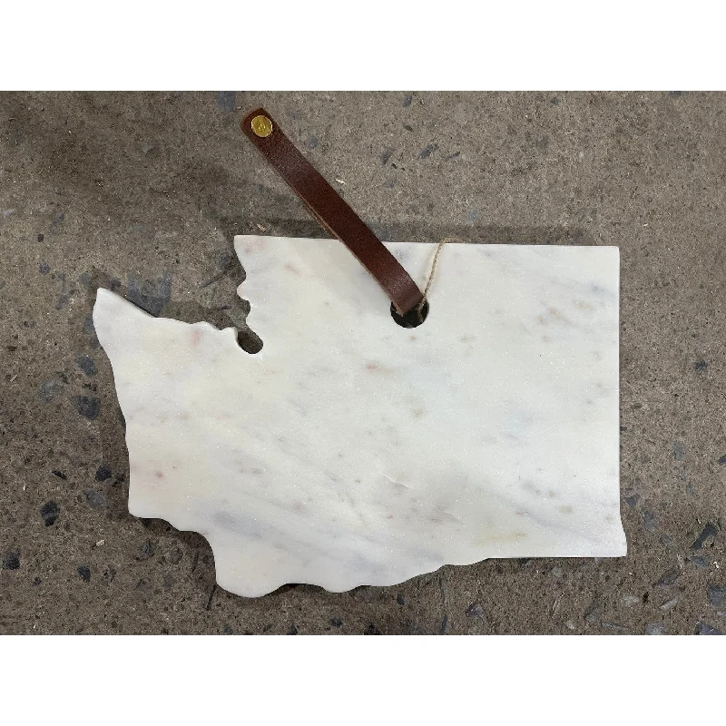 Lg Polished Marble "Washington" Cutting Board - A - White