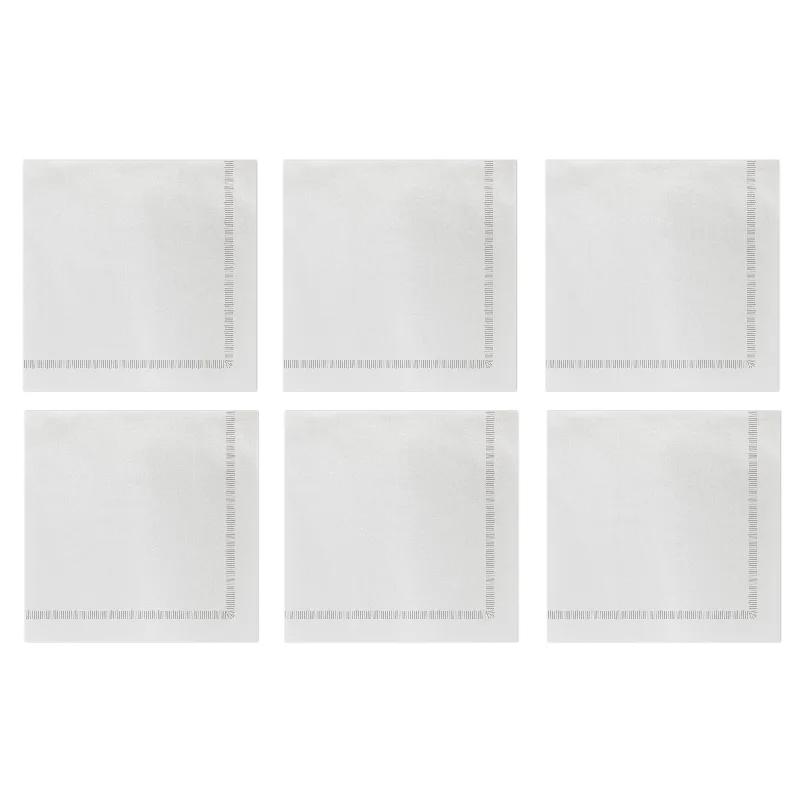 Papersoft Napkins Fringe Light Gray Cocktail Napkins (Pack of 20) - Set of 6