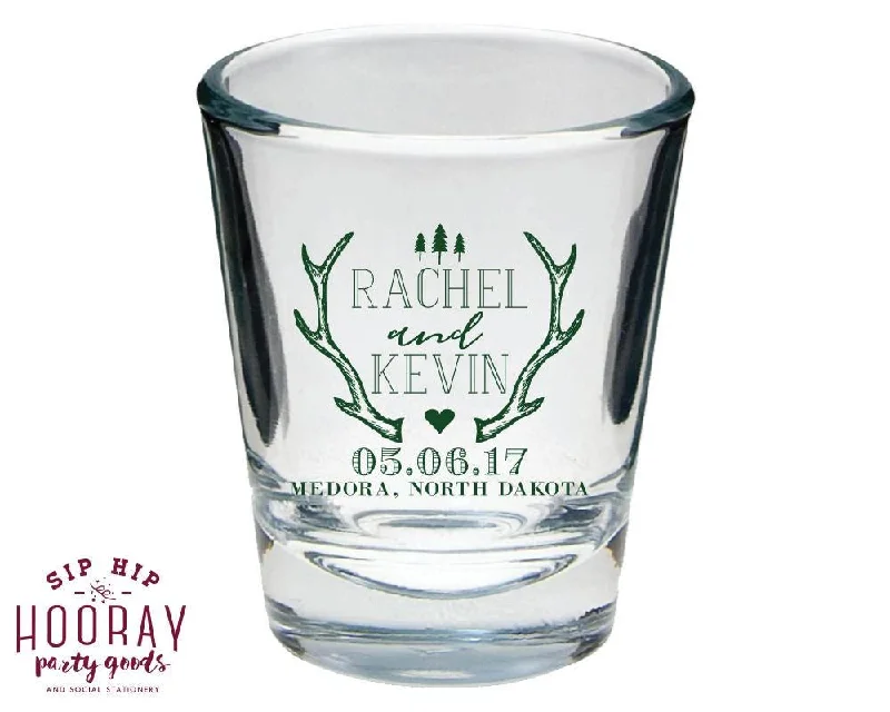 Rustic Wedding Antlers Shot Glasses #1681