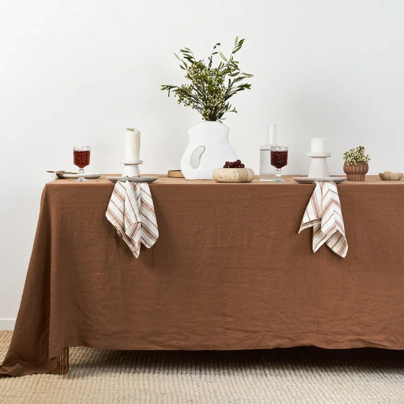 French Flax Linen Table Cloth in Hazelnut