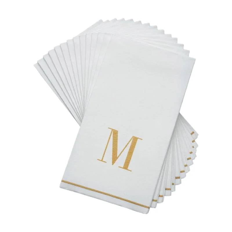 Letter M Gold Monogram Paper Disposable Dinner Napkins | 14 Napkins