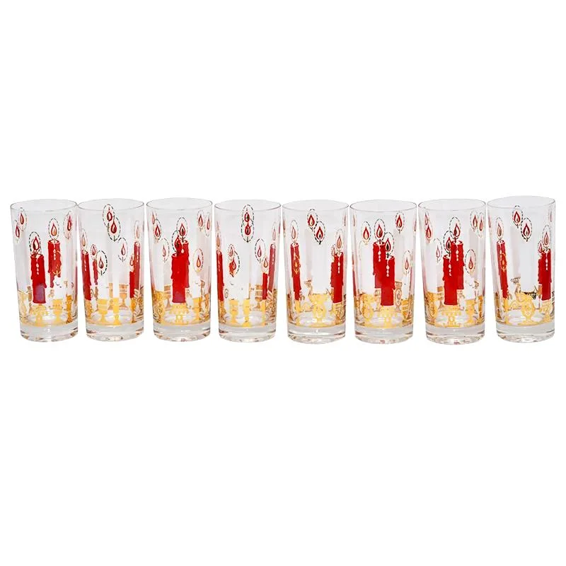 Christmas Candle Collins Glasses