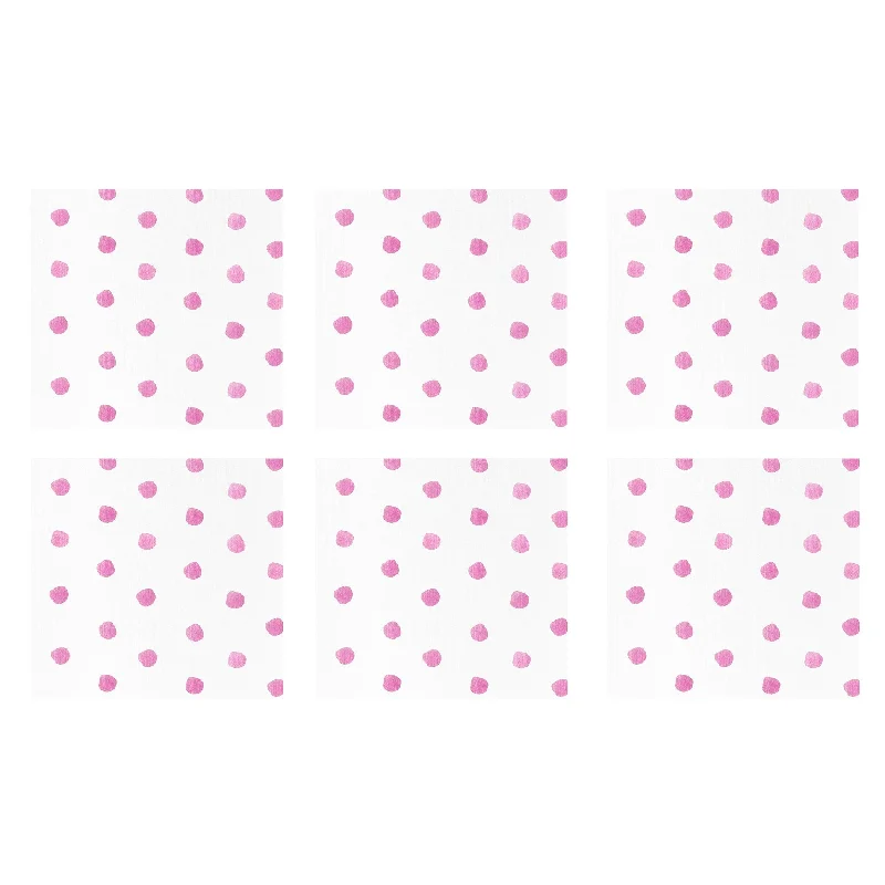 Papersoft Napkins Dot Pink Cocktail Napkins (Pack of 20) - Set of 6