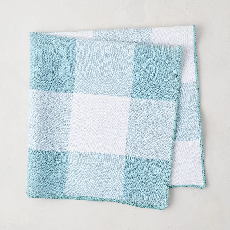 Cloudy Blue Buffalo Check Linen Napkin