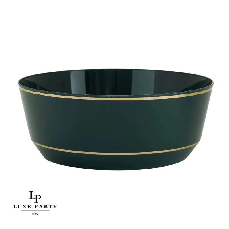 14 Oz. Round Emerald Green and  Gold Plastic Bowls | 10 Pack