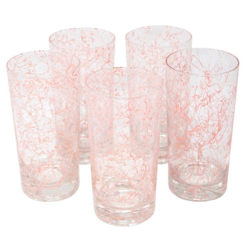 Pink Spaghetti Collins Glasses