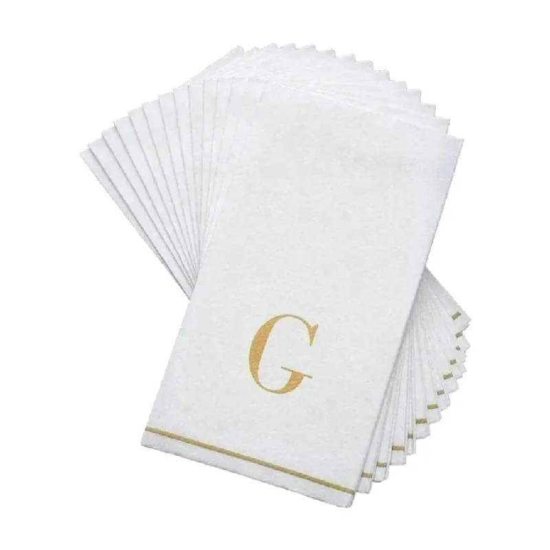 Letter G Gold Monogram Paper Disposable Dinner Napkins | 14 Napkins