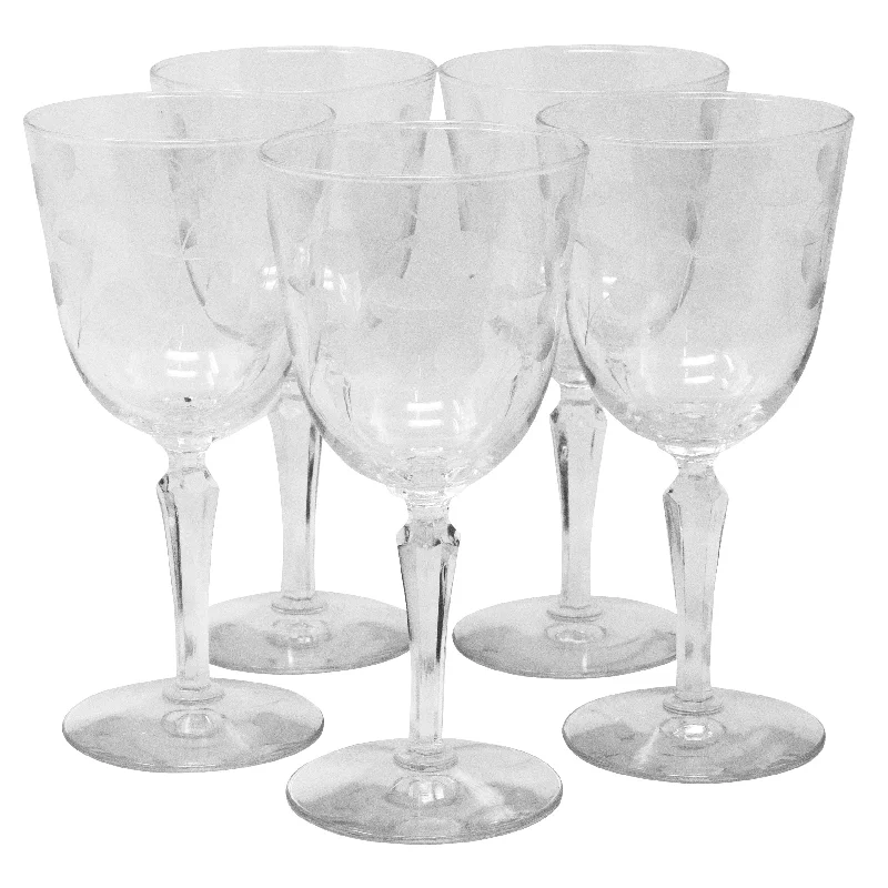 Etched Cherries and Stems Wine Glasses