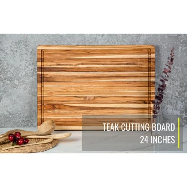 BEEFURNI Rectangular Real Teak Wood Cutting Board With Juice Groove 22 INCH, Pack of 5 Pieces