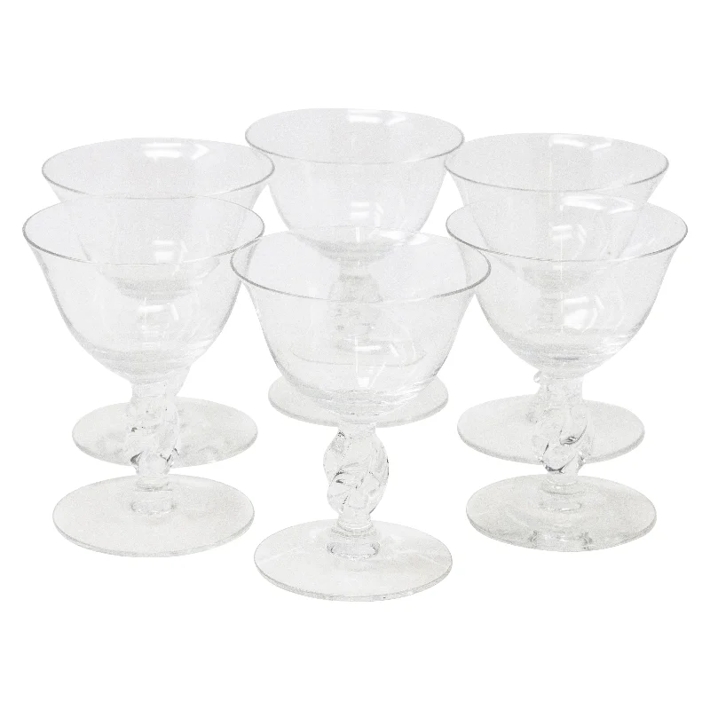 Clear Twisted Stem Cocktail Glasses