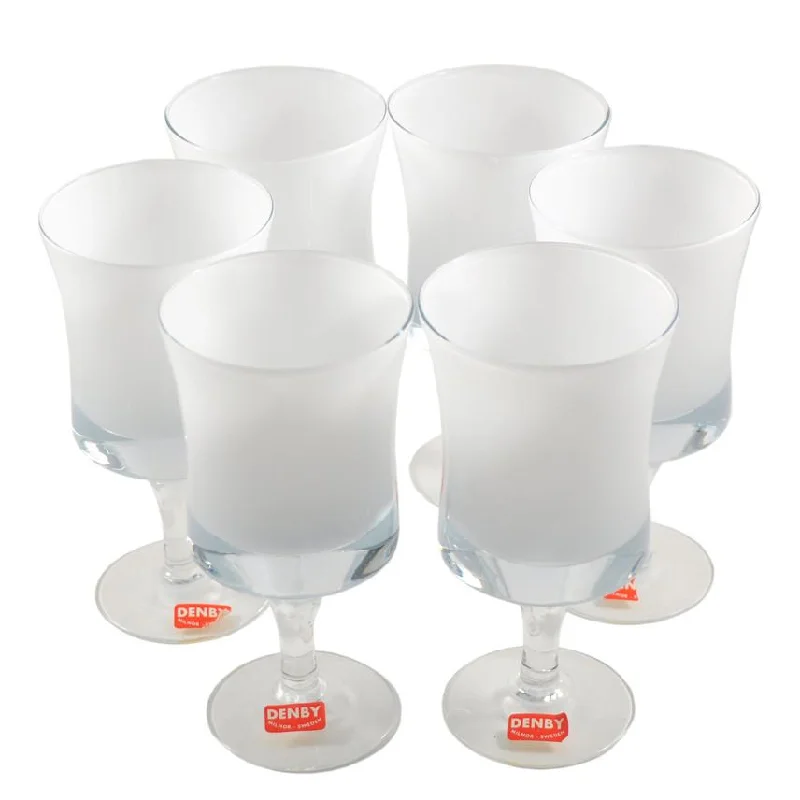 Denby White Cased Clear Stem Wine Glasses