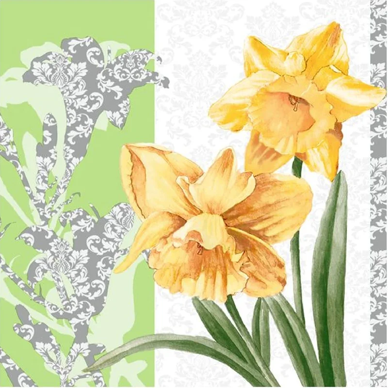 Golden Blooms Disposable Lunch Paper Napkins 20 Ct