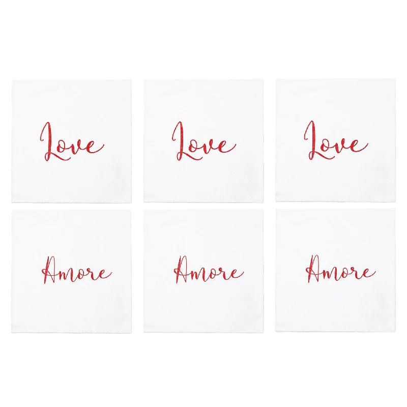 Papersoft Napkins Love/Amore Cocktail Napkins (Pack of 20) - Set of 6