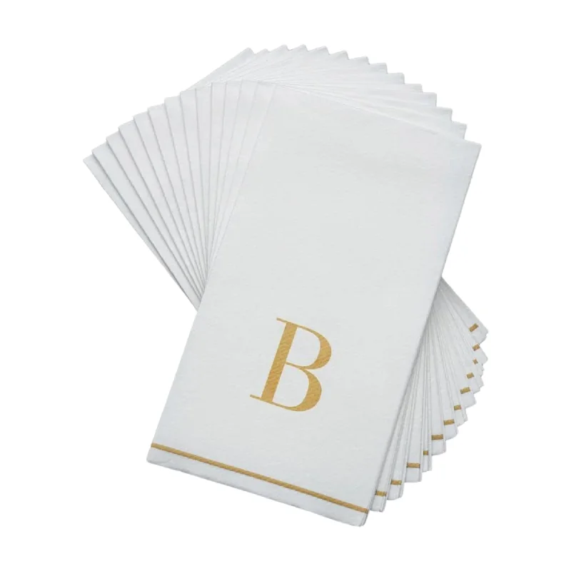 Letter B Gold Monogram Paper Disposable Dinner Napkins | 14 Napkins