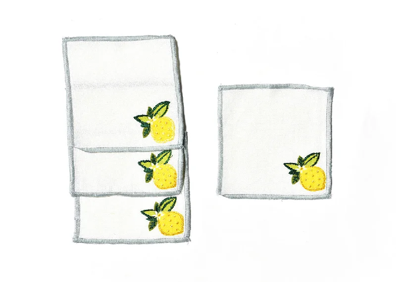 Lemon Citrus Cocktail Napkins, Set of 4