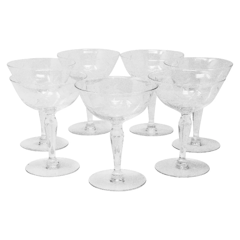 Etched Curved Stem Coupe Glasses