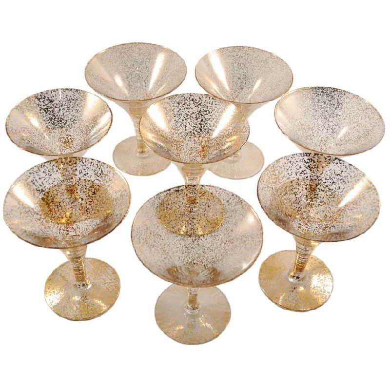 Gold Fleck Trumpet Cocktail Glasses