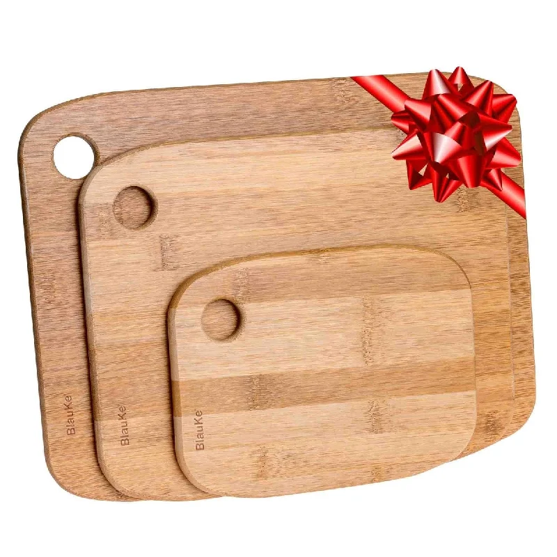 BlauKe® Wooden Cutting Boards for Kitchen - Bamboo Chopping Board Set of 3