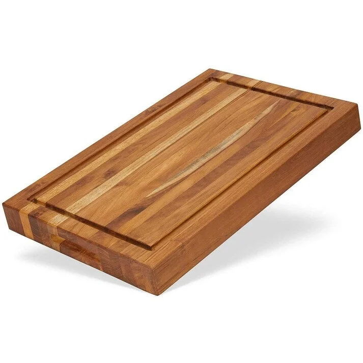 The Gala Teak Wood Cutting Board with Juice Groove - Carving Board with Juice Channels (Extra-Thick: 18 x 12 x 2)