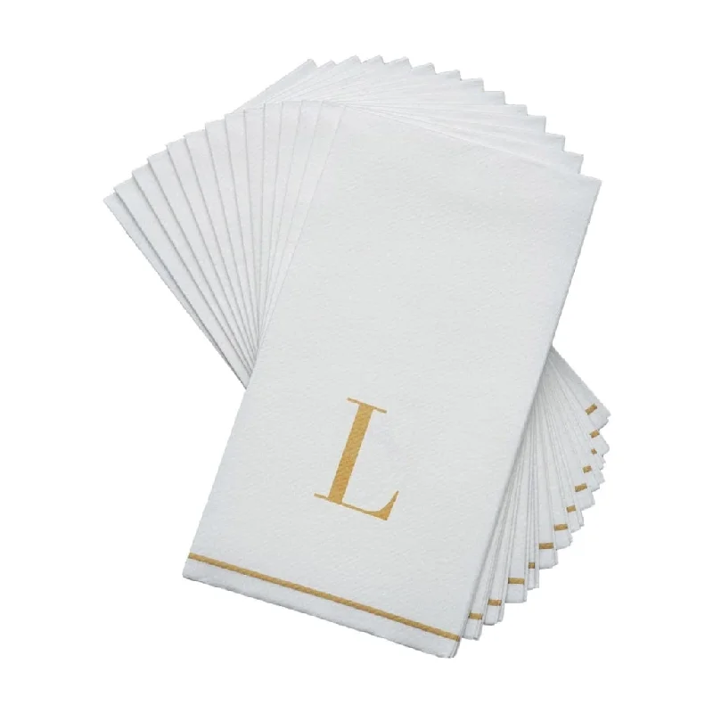 Letter L Gold Monogram Paper Disposable Dinner Napkins | 14 Napkins