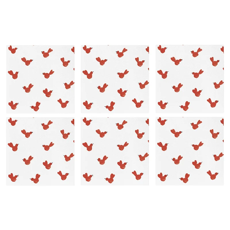 Papersoft Napkins Red Bird Cocktail Napkins (Pack of 20) - Set of 6