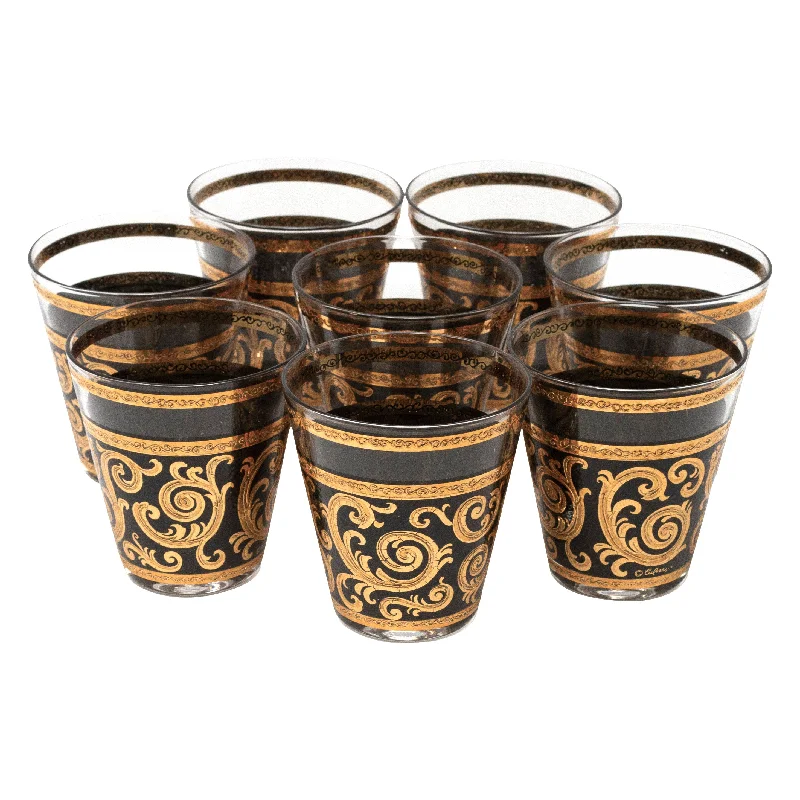 Culver Black & Gold Ebony Baroque Double Old Fashioned Glasses